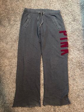 PINK Gray Lounge Sweatpants with Maroon Logo